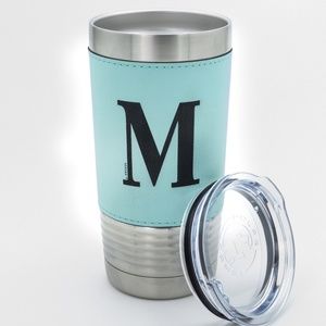 Turquoise  Leather Insulated Cup